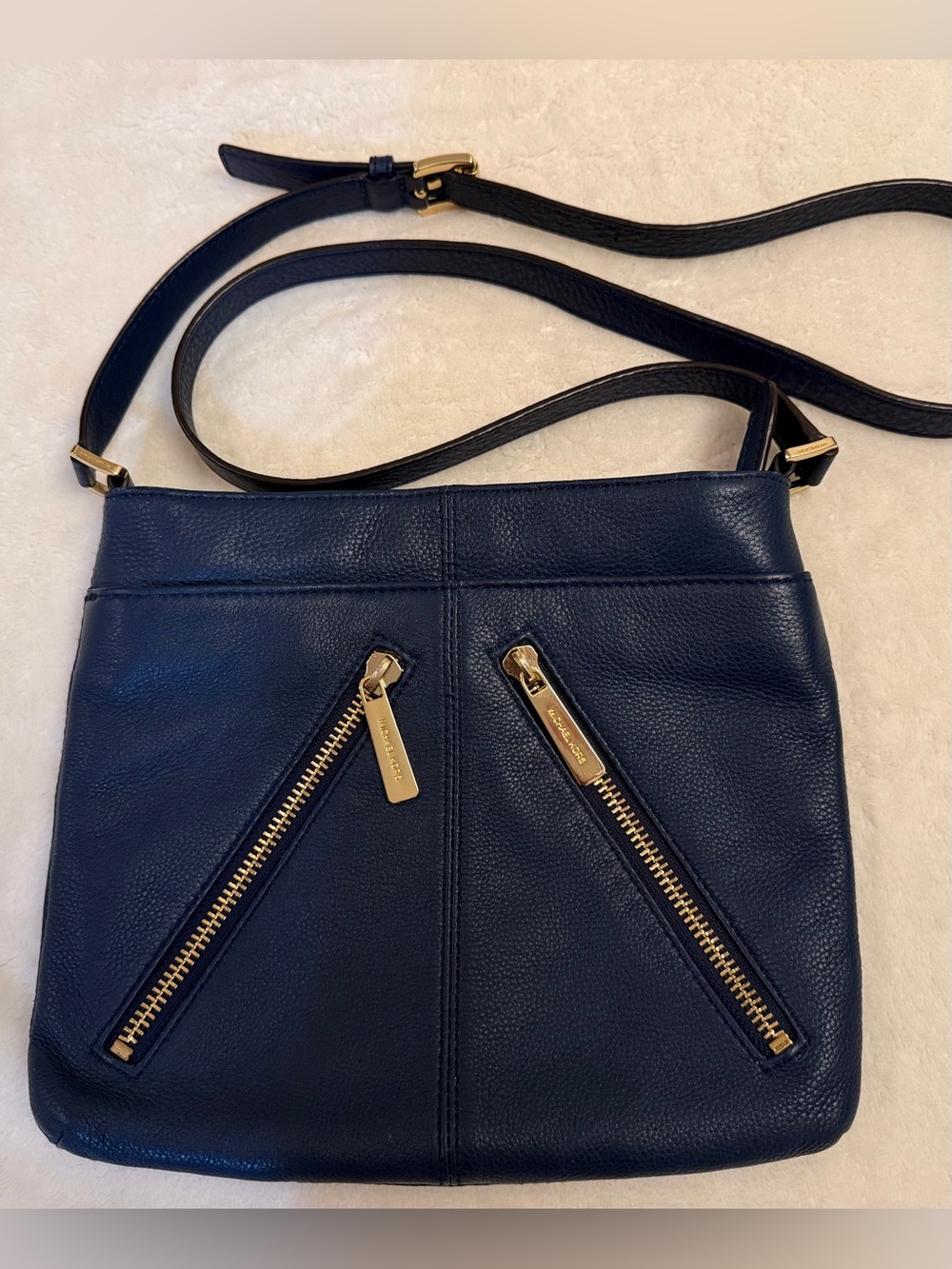 Michael Kors Adele Crossbody Bag, Navy Blue, Pebbled Leather
